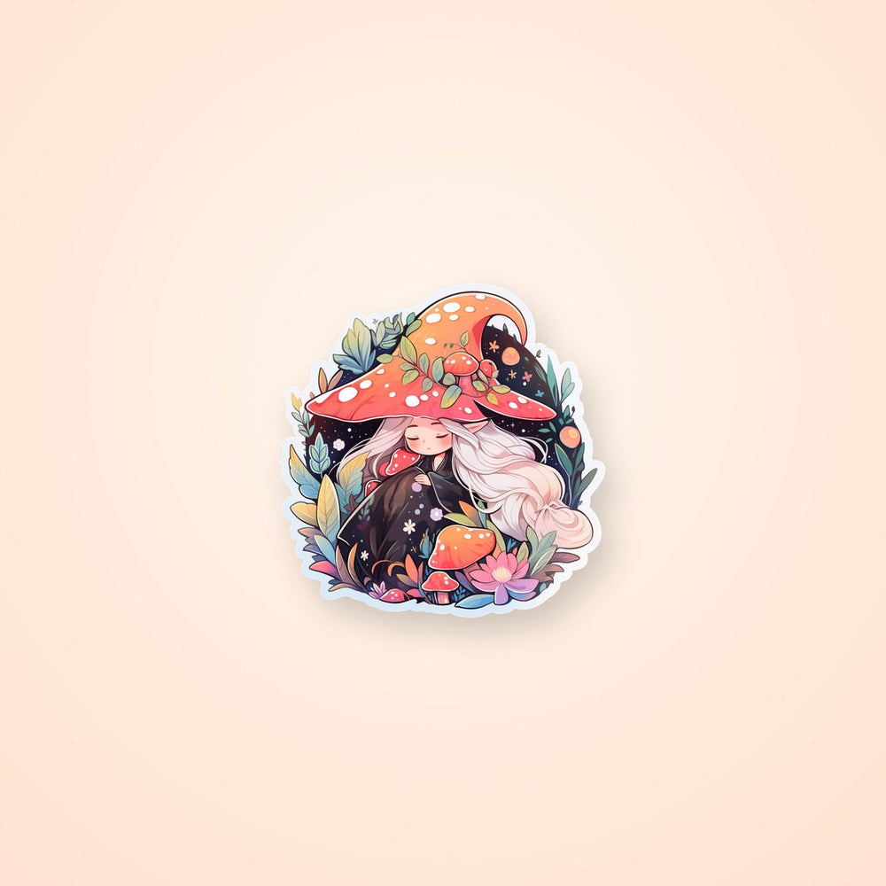 Forest Aesthetic Mushroom Girl Sticker