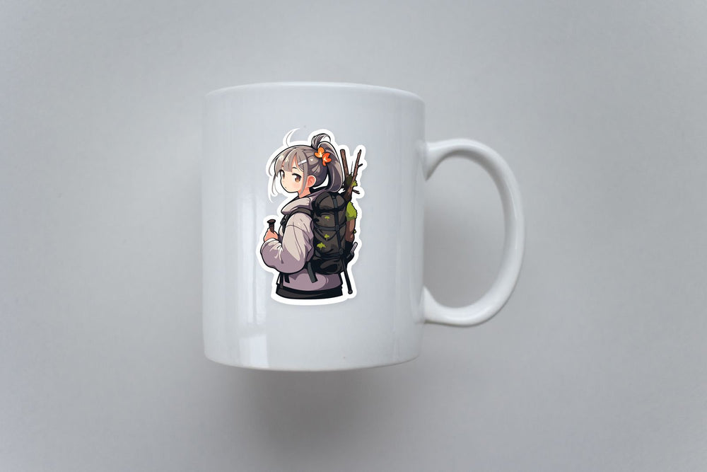 Anime Girl Looking from Behind Hiking Sticker