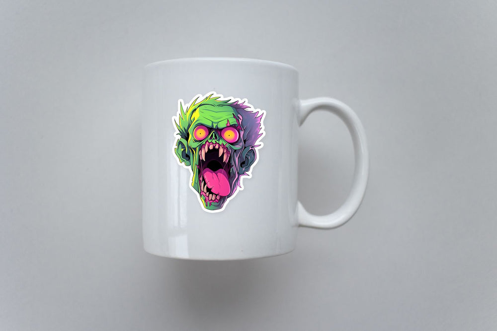 Halloween Green Zombie Head Sticker