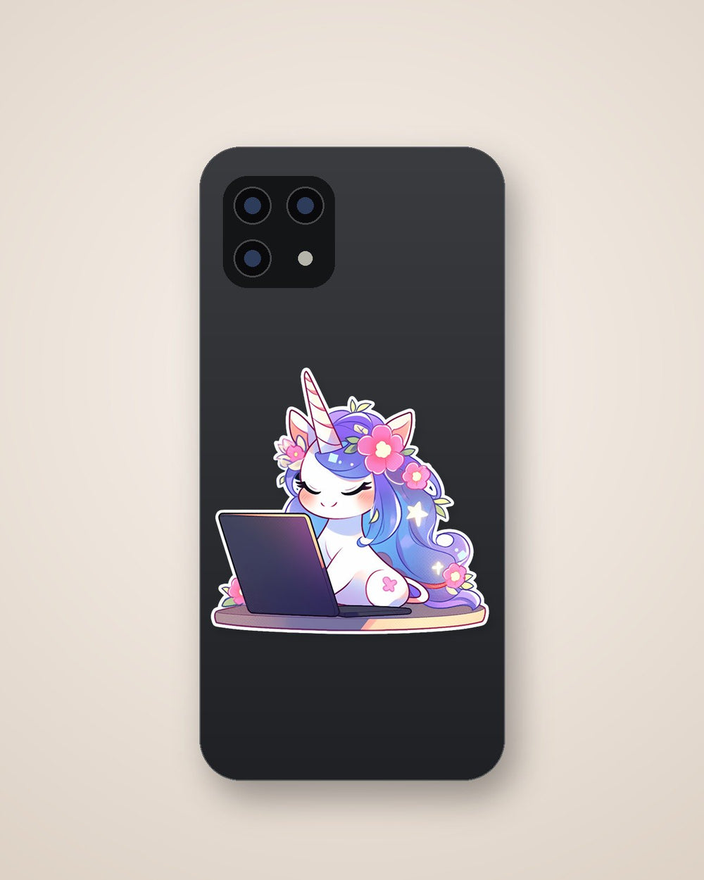Cute Unicorn Working on Laptop Sticker