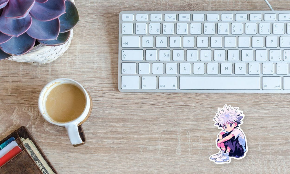 Aesthetic Killua Zoldyck Sitting Sticker