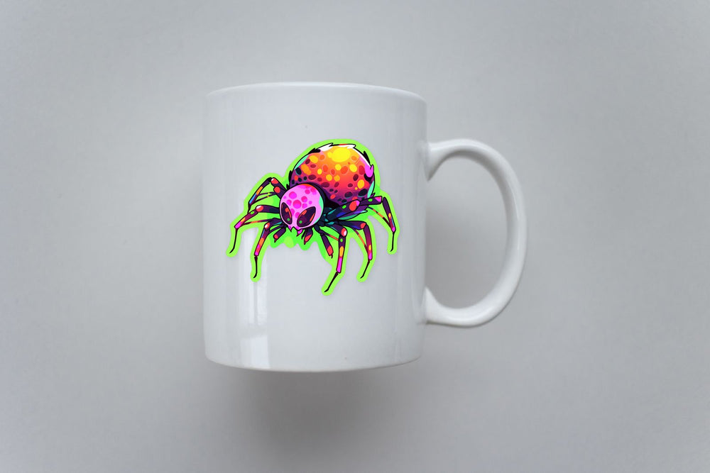 Halloween Colorful Spider Green Stroke Sticker