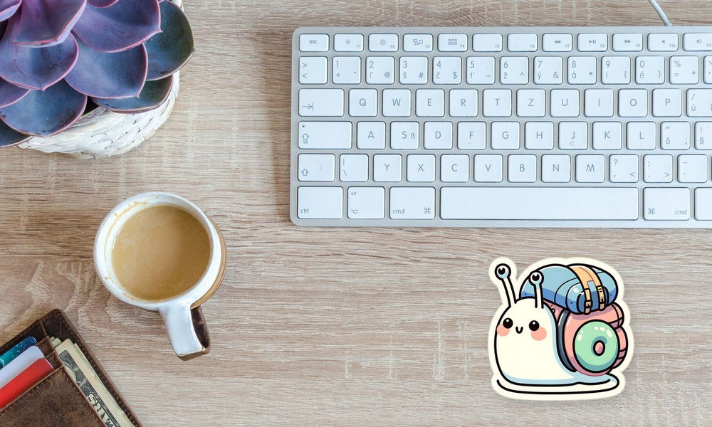 Cute Snail with Backpack Sticker