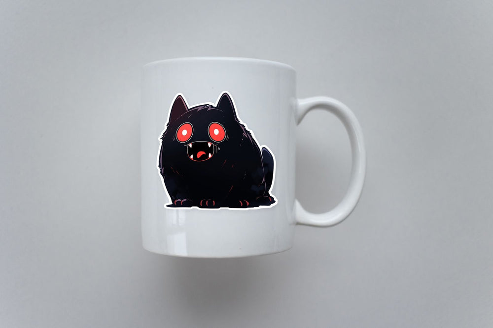 Scary Black Cat with Red Eyes Sticker