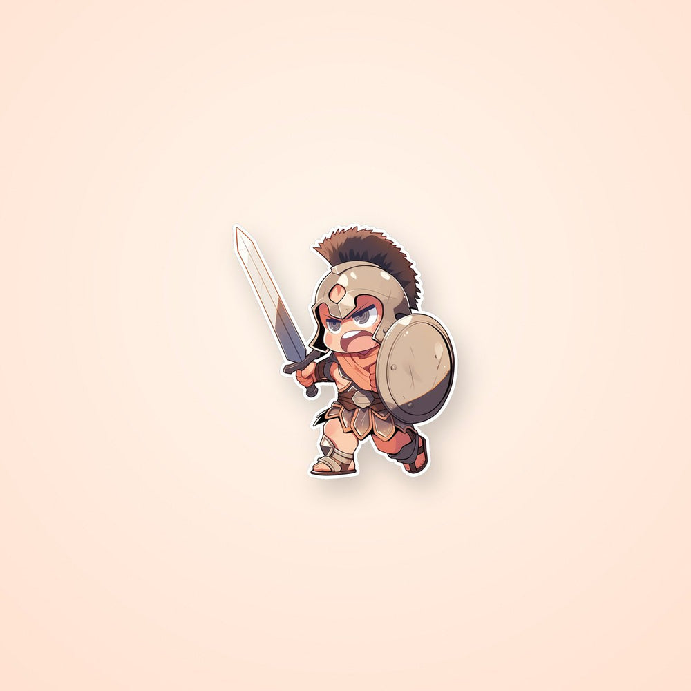 Child Gladiator Running into Battle Sticker