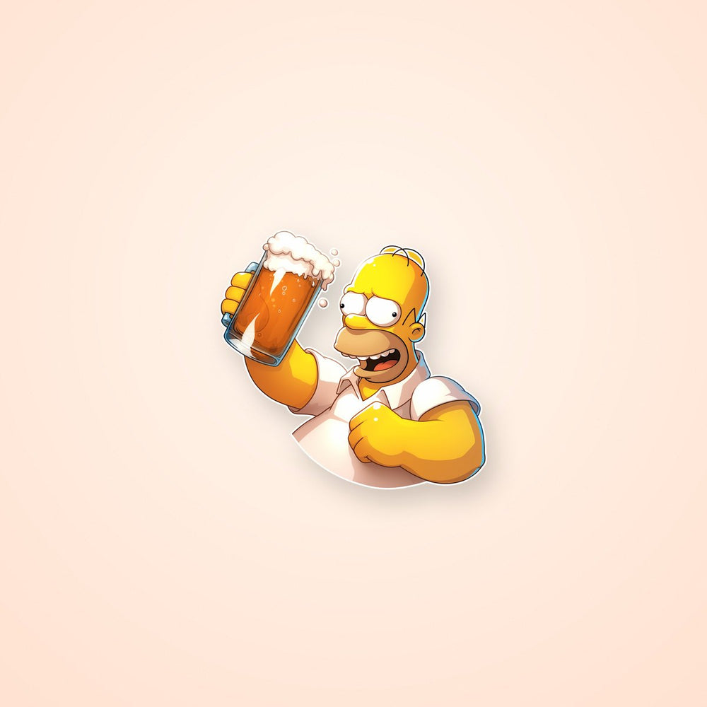Homer Simpson with Beer Sticker