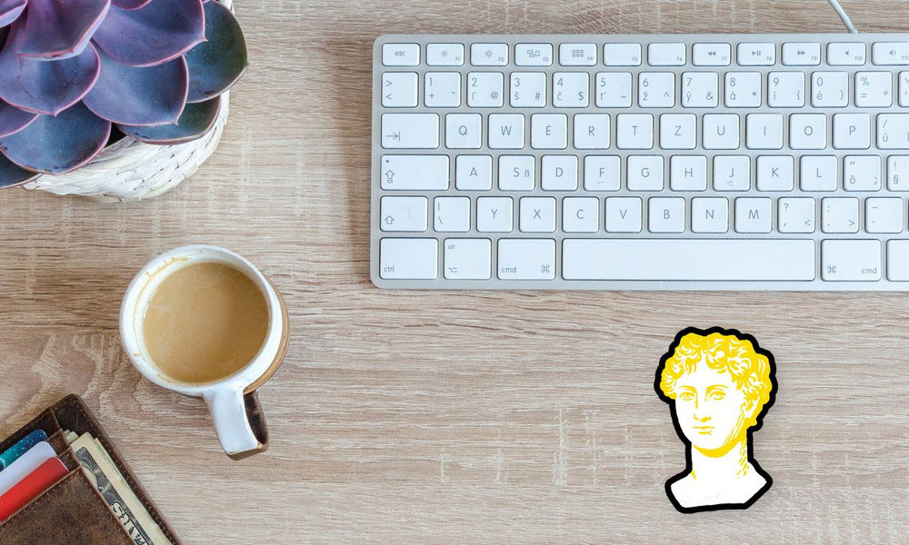 Classical David Bust Yellow Line Art Sticker