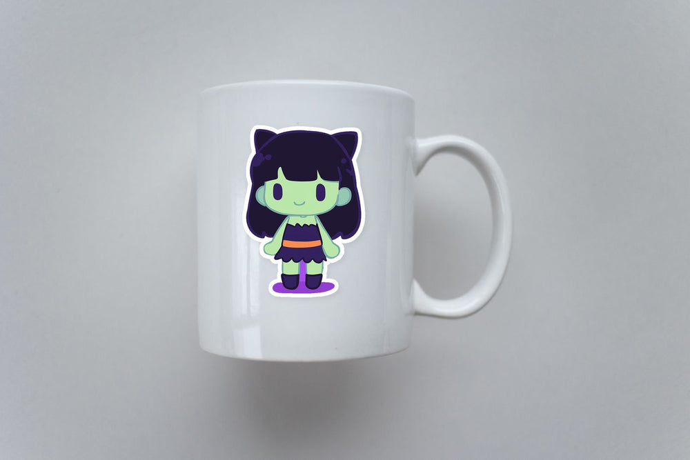 Green Monster Franken Girl Sticker
