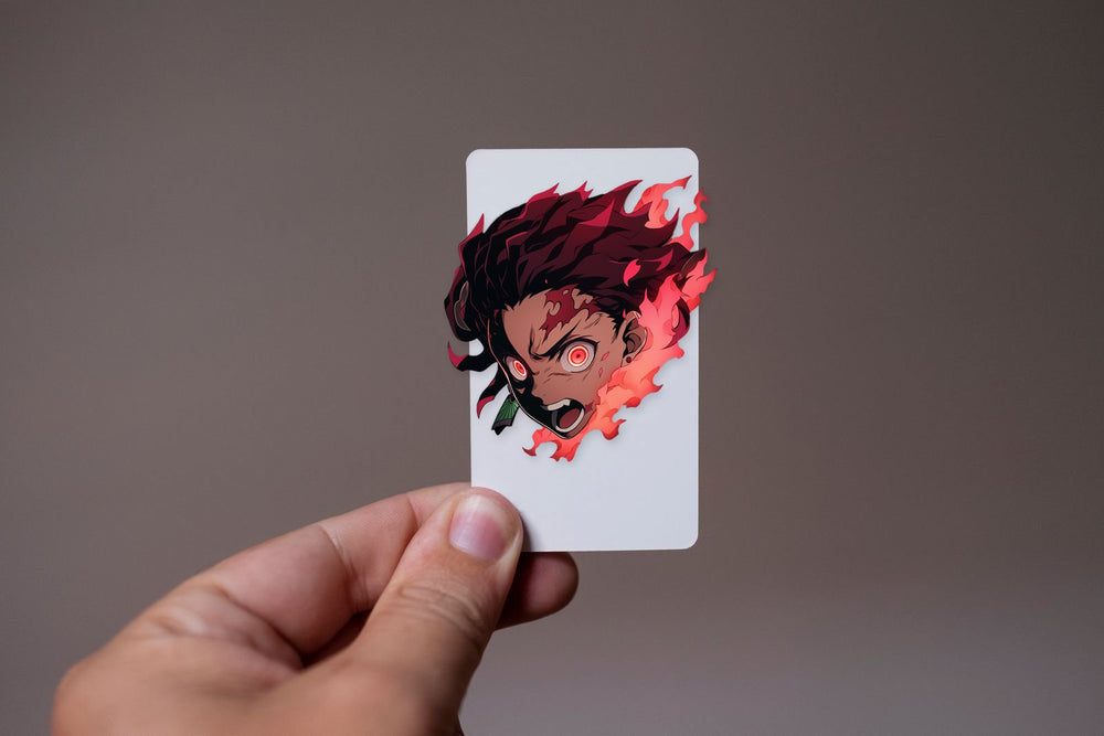 Tanjiro Kamado Head on Red Fire Sticker