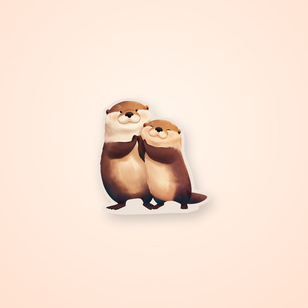 Cute Otters Holding Hands Sticker