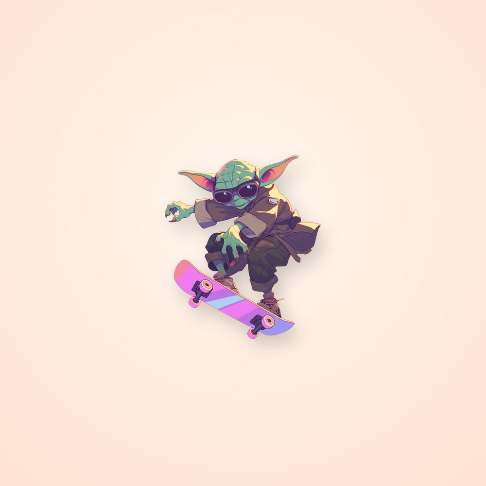 Cool Yoda Skateboard Trick Sticker