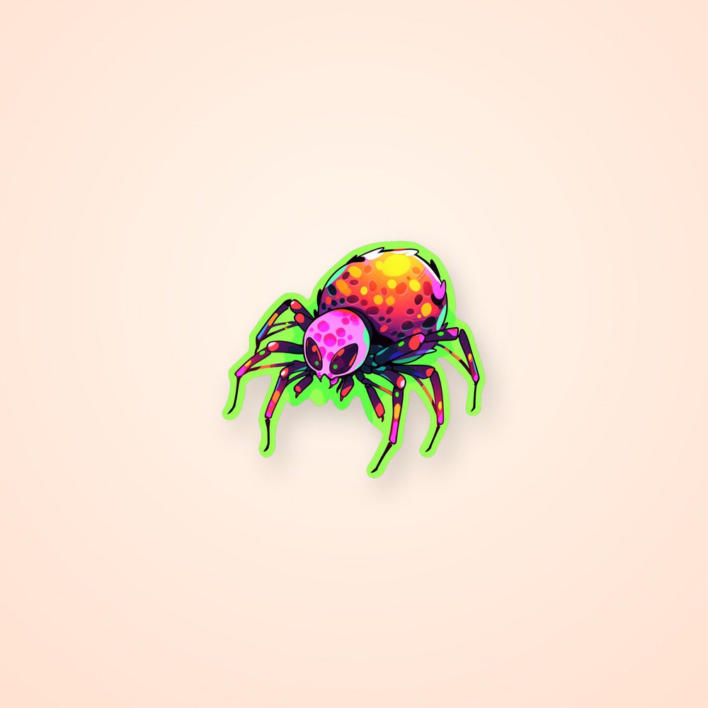 Halloween Colorful Spider Green Stroke Sticker