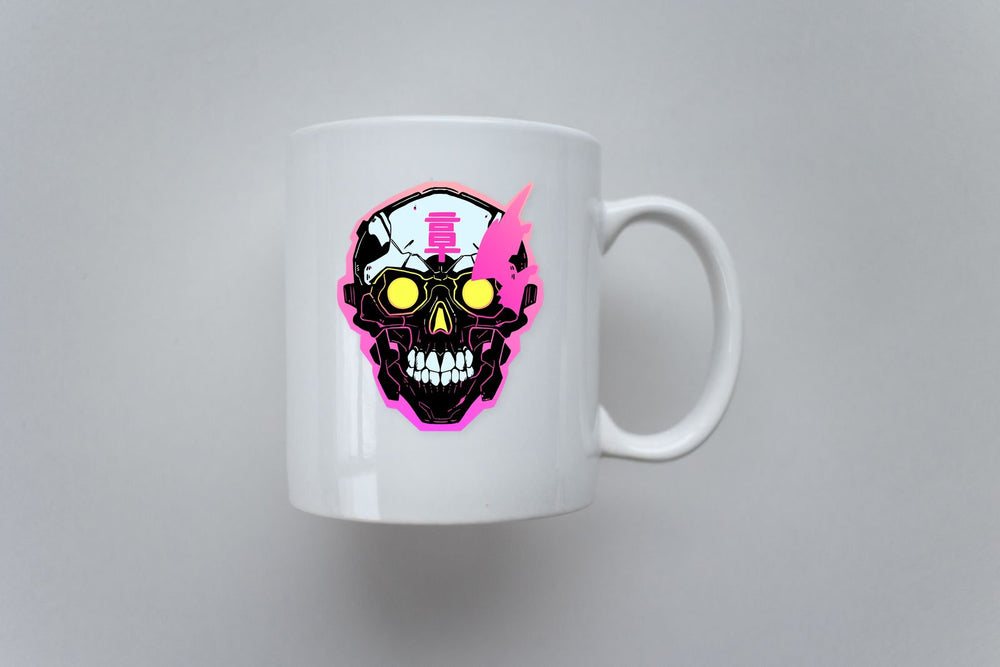 Cyber Skull Pink Stroke Sticker