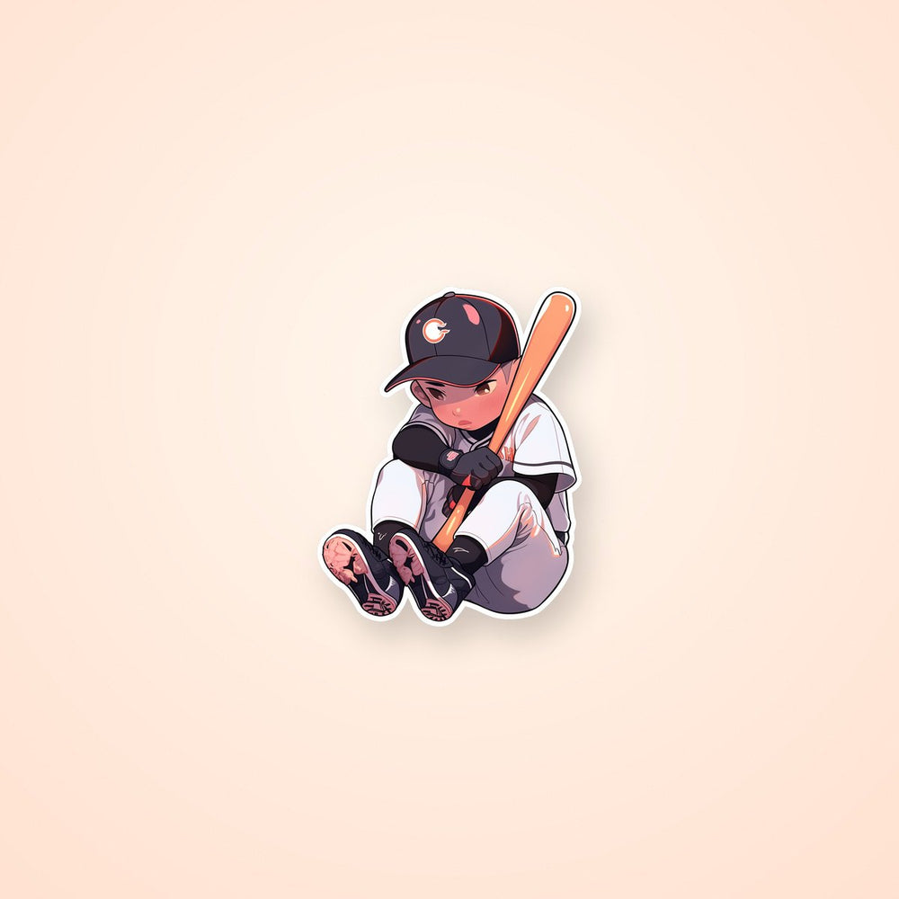 Shy Baseball Player Sticker
