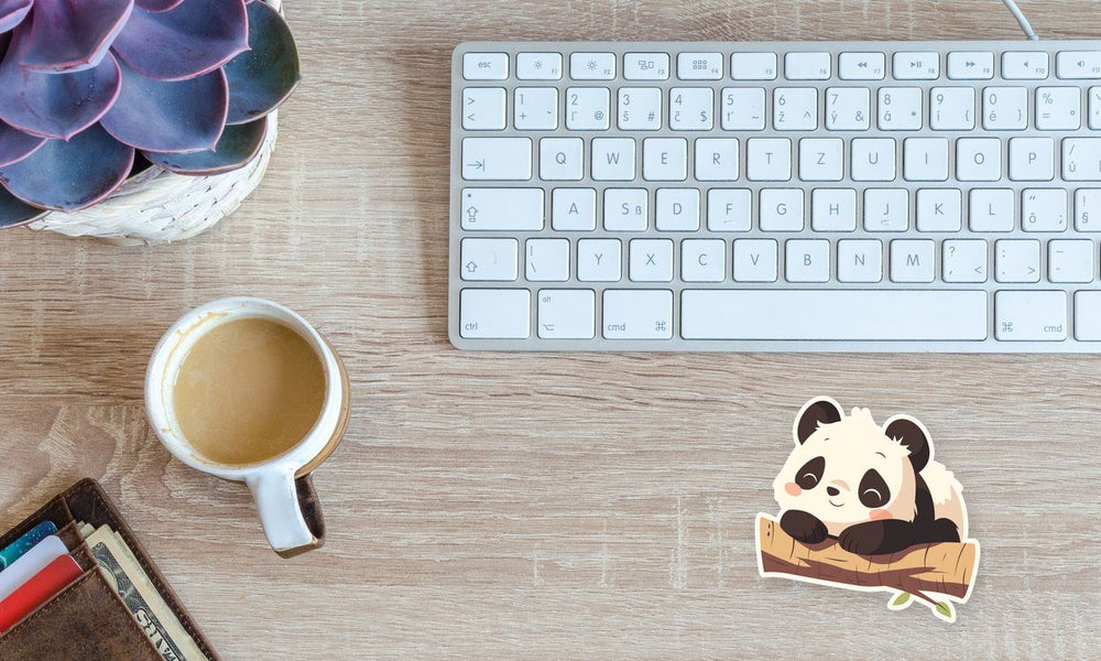 Cute Panda on Branch Sticker