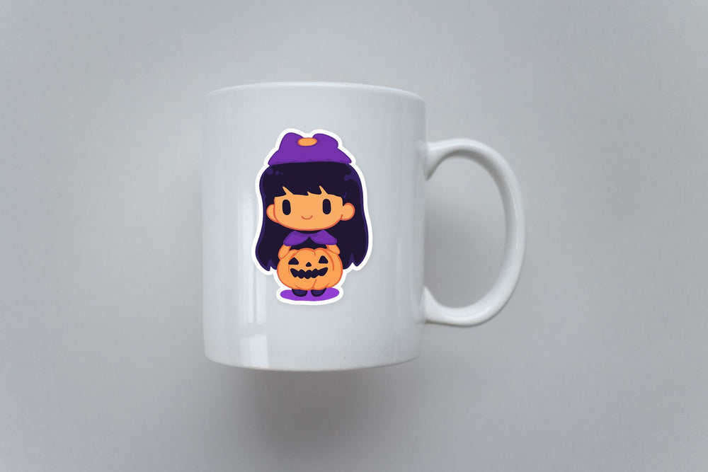 Cute Chibi Girl Pumpkin Dress Sticker
