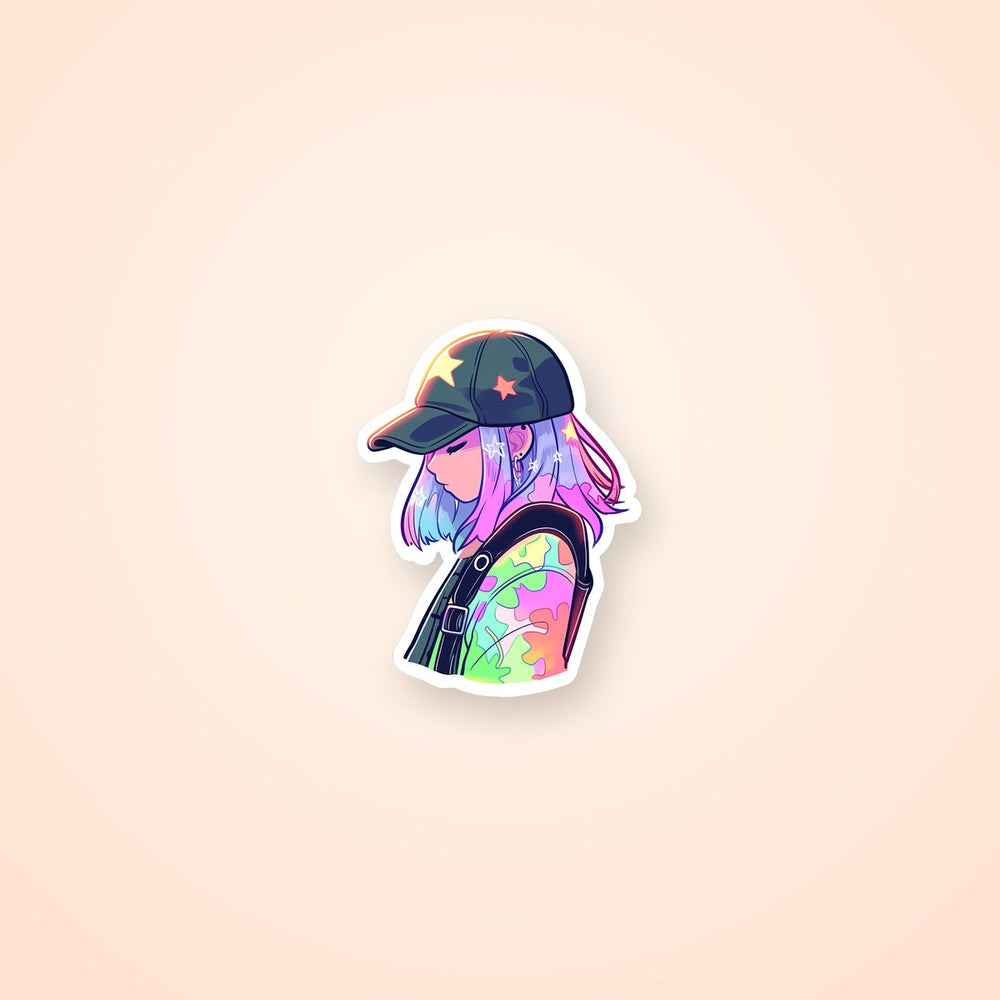 Pastel Girl in Cap Sticker