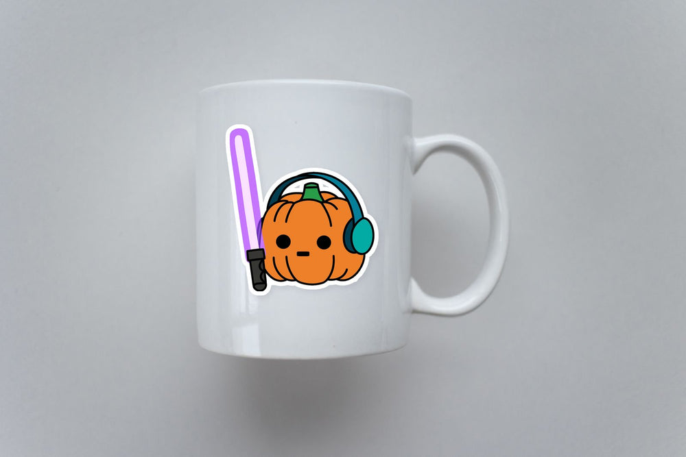 Cute Pumpkin Headphones Neon Rave Sticker