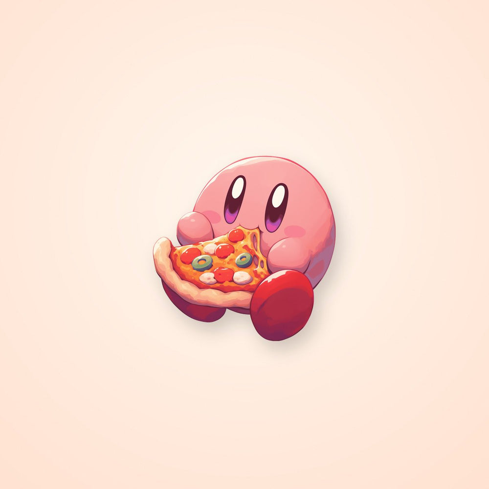 Kirby Eating Pizza Sticker