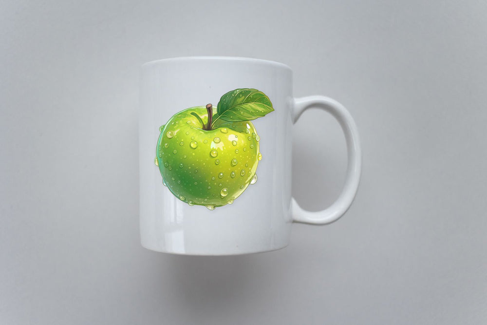 Green Apple with Water Drops Sticker