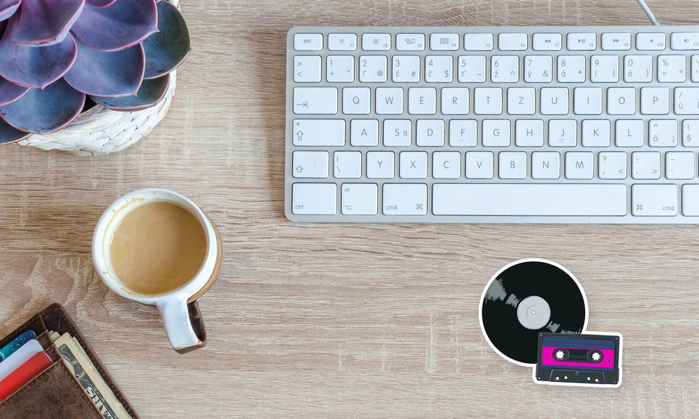 Retro Vinyl Record & Cassette Music Aesthetic Sticker