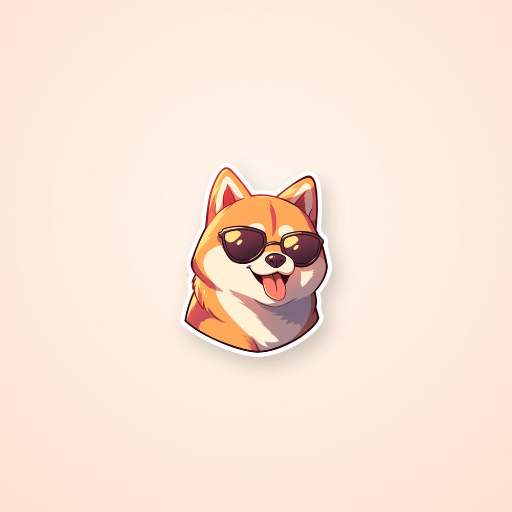 Shiba Inu Dog with Sunglasses Sticker