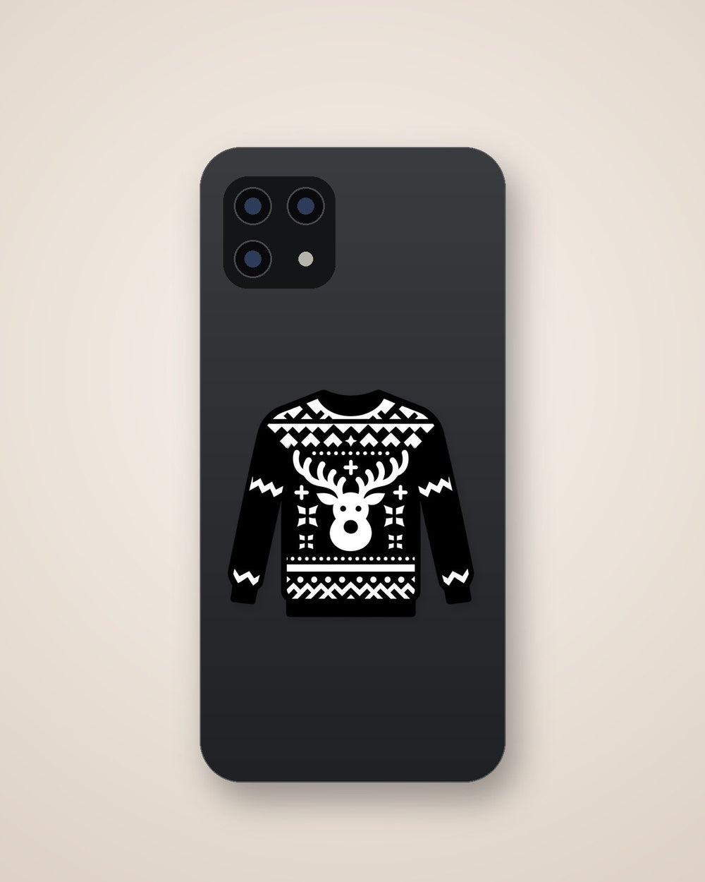 Black and White Ugly Christmas Sweater Deer Sticker