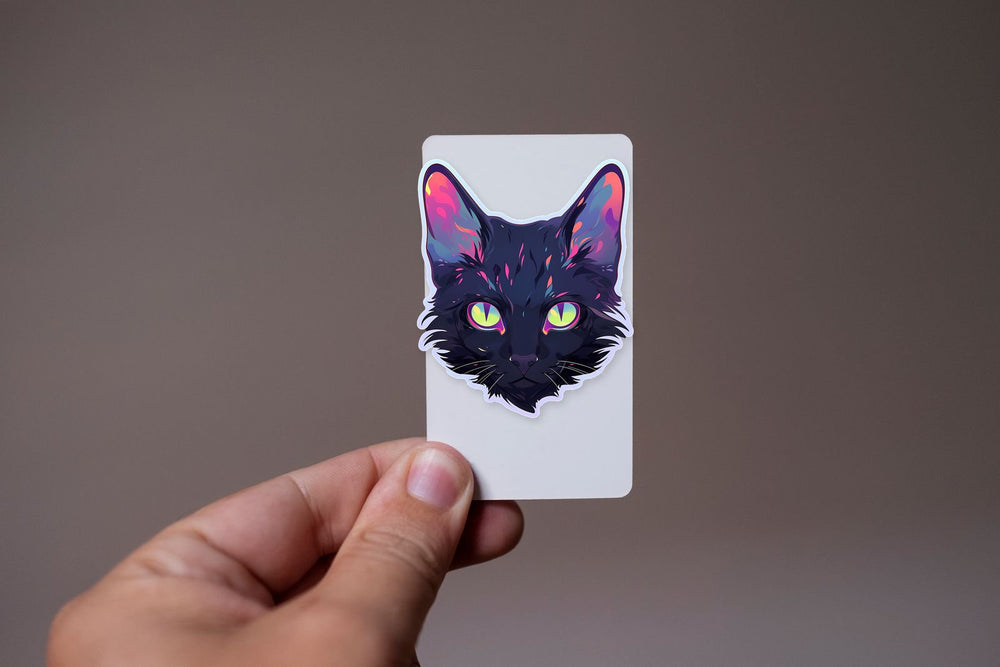 Colorful Cat with Green Eyes Sticker