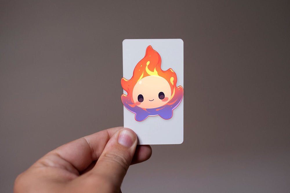Purple & Orange Kawaii Flame Sticker