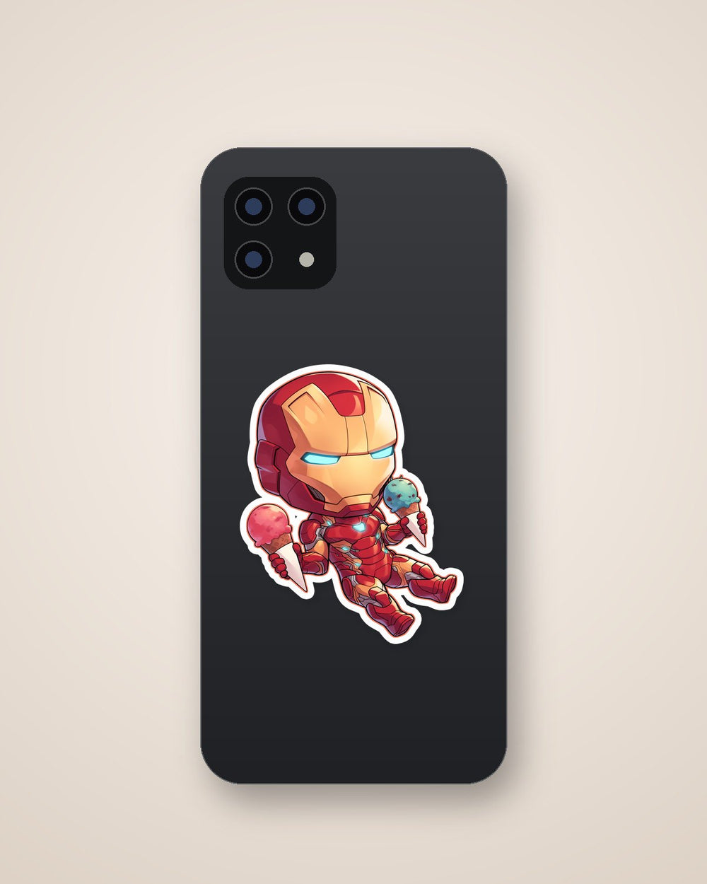 Chibi Iron Man Ice Cream Sticker