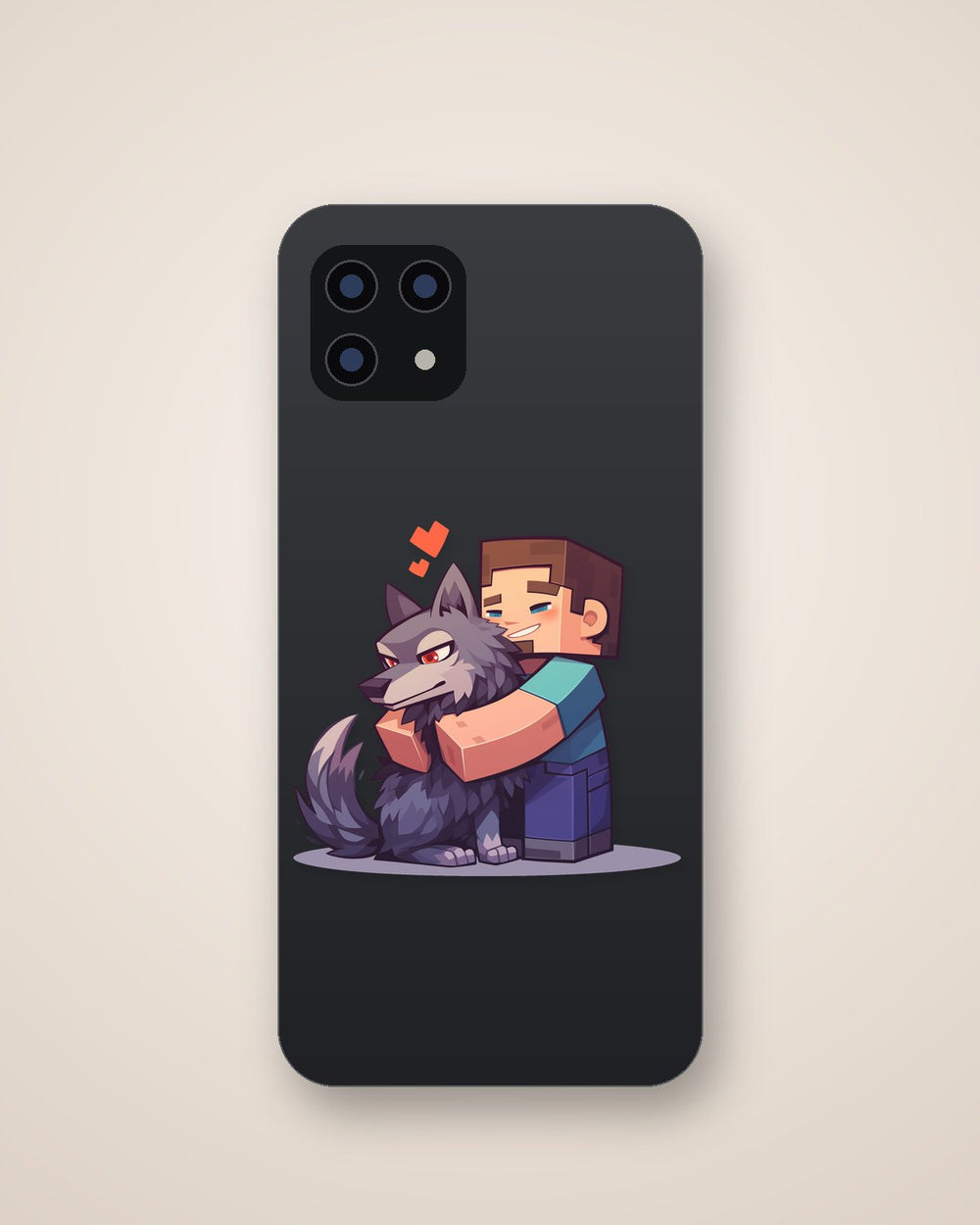 Minecraft Steve Hugging Wolf Sticker