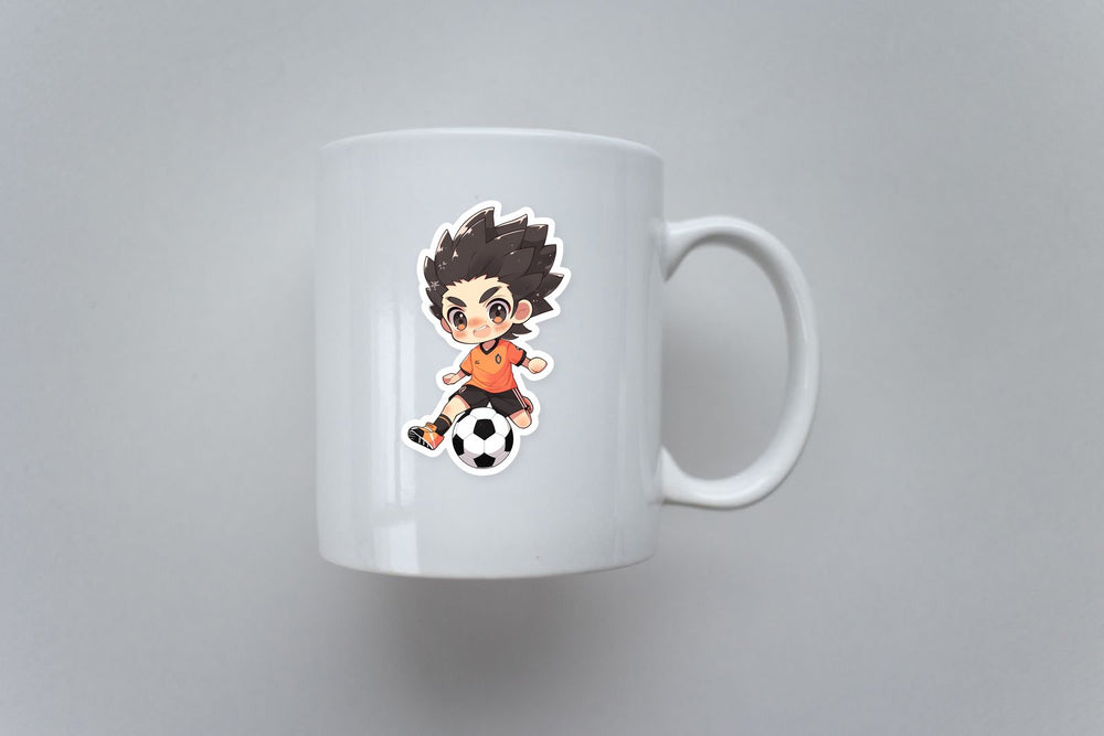 Cute Chibi Soccer Player Kick the Ball Sticker