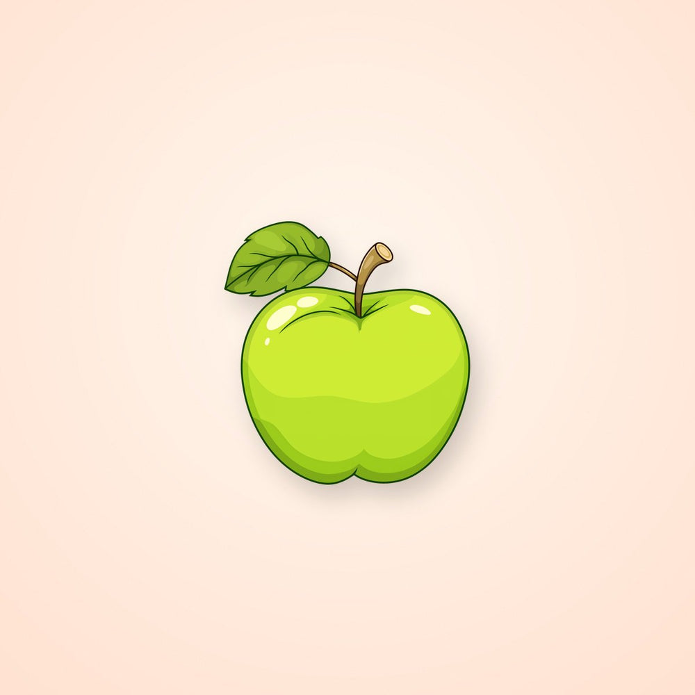 Green Apple Cartoon Style Clipart