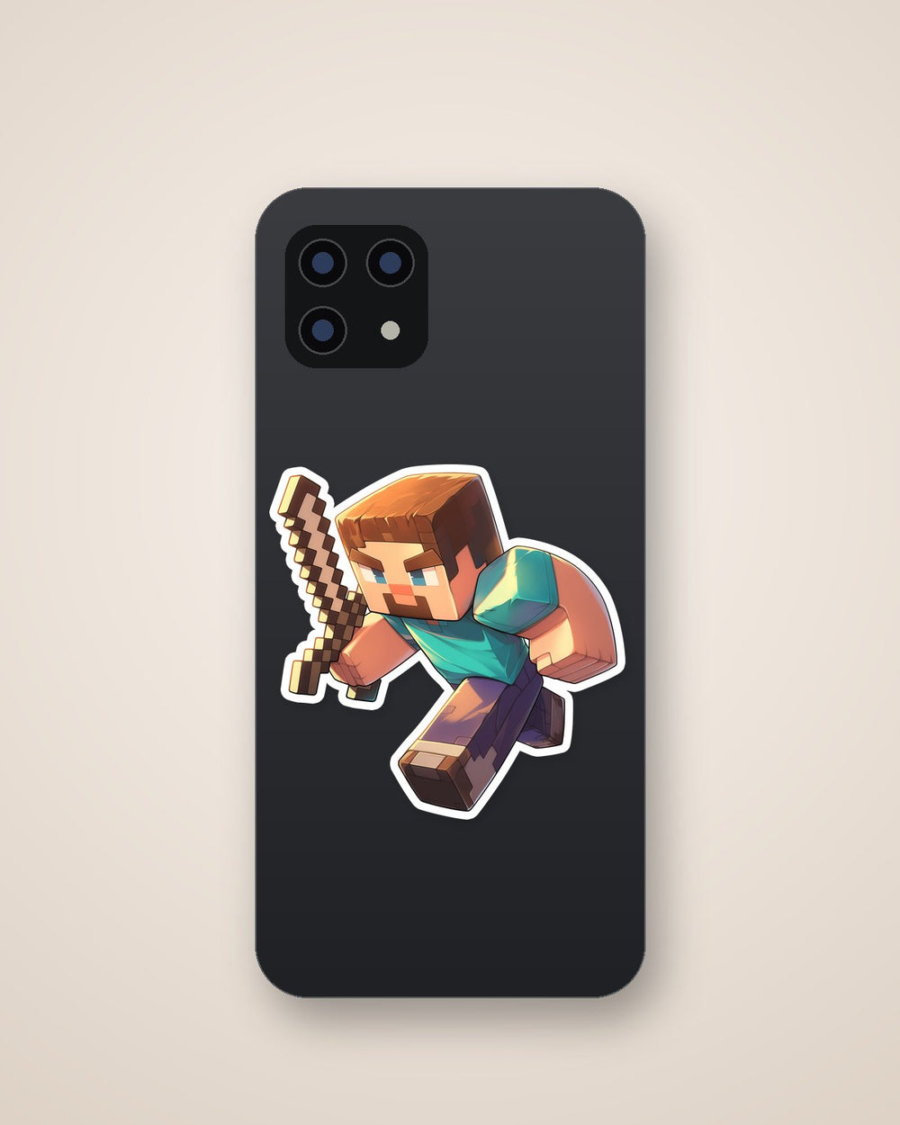 Minecraft Steve Running Sword Sticker
