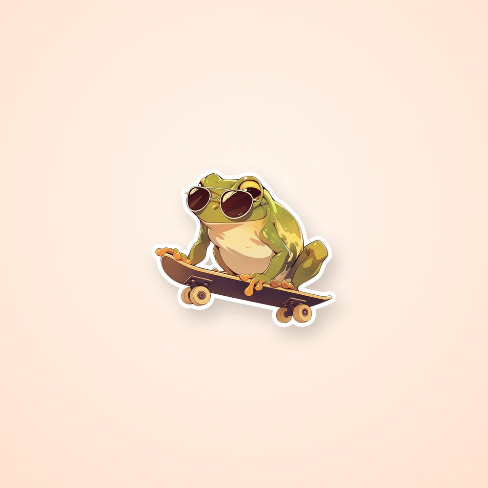 Skateboarding Frog with Sunglasses Sticker