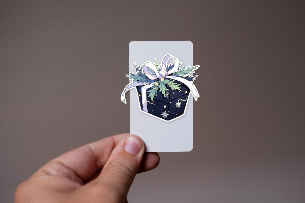 Black Christmas Gift with Bow Sticker