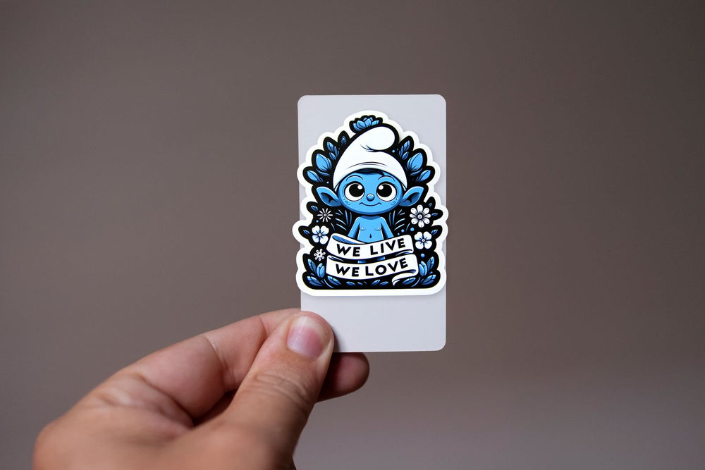 Smurf Cat We Live, We Love Meme Sticker