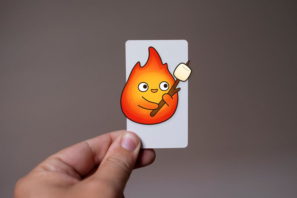 Calcifer Roasting Marshmallow Anime Sticker