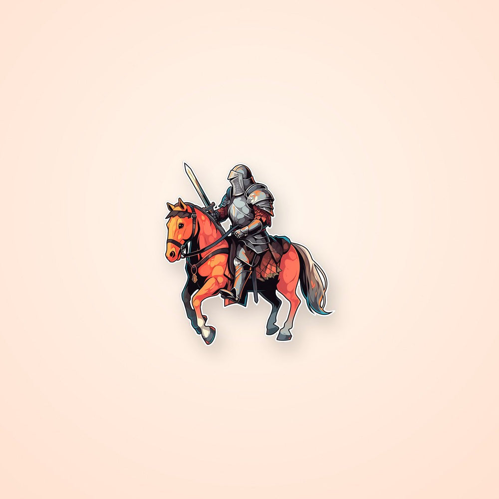 Medieval Knight with Sword on Horseback Sticker