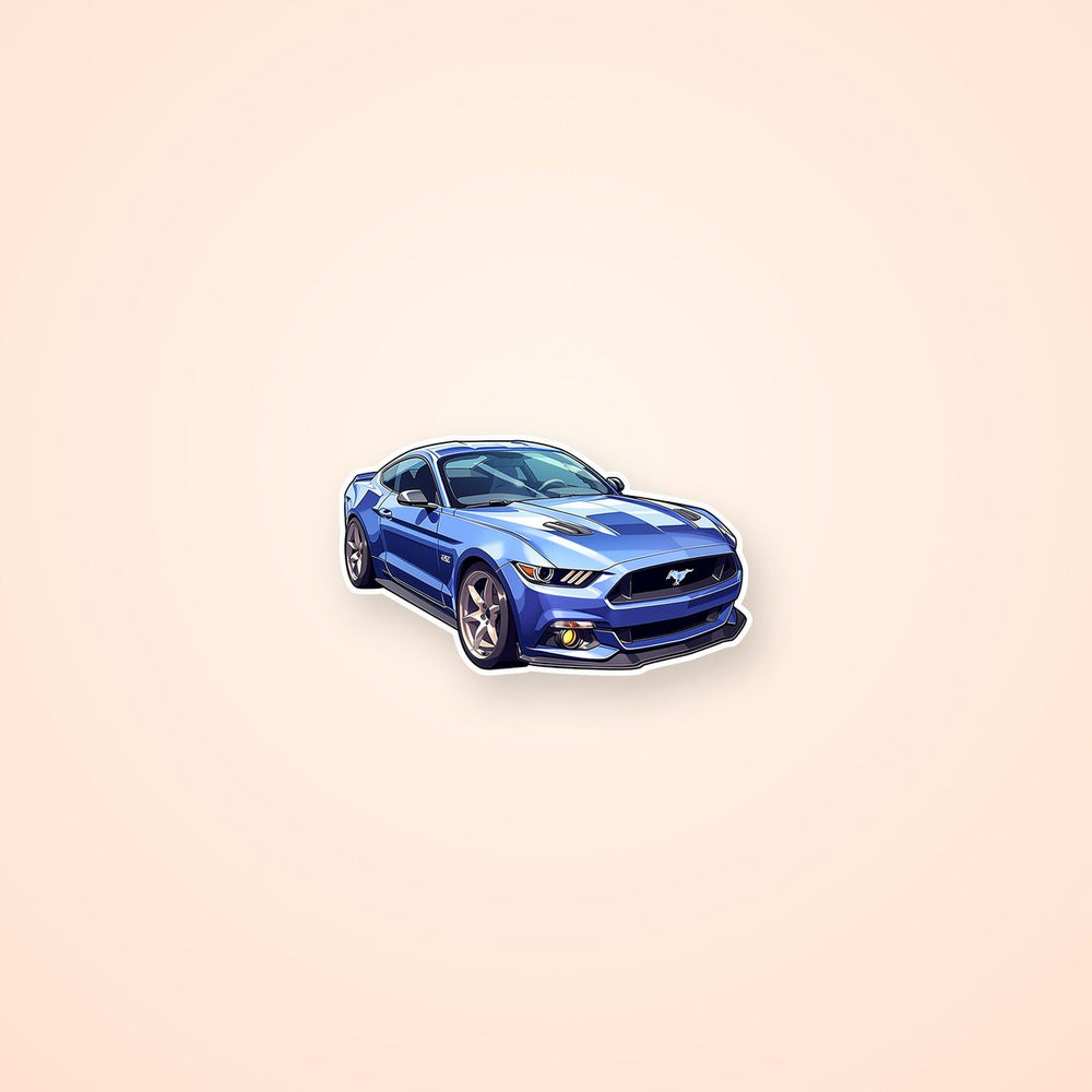 Blue Ford Mustang Car Sticker