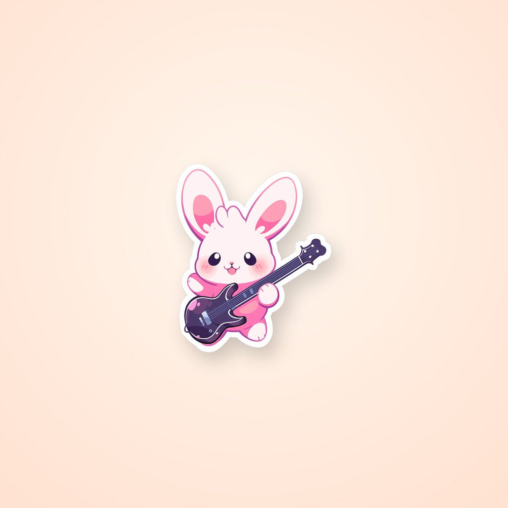 Cute Bunny with a Guitar Sticker