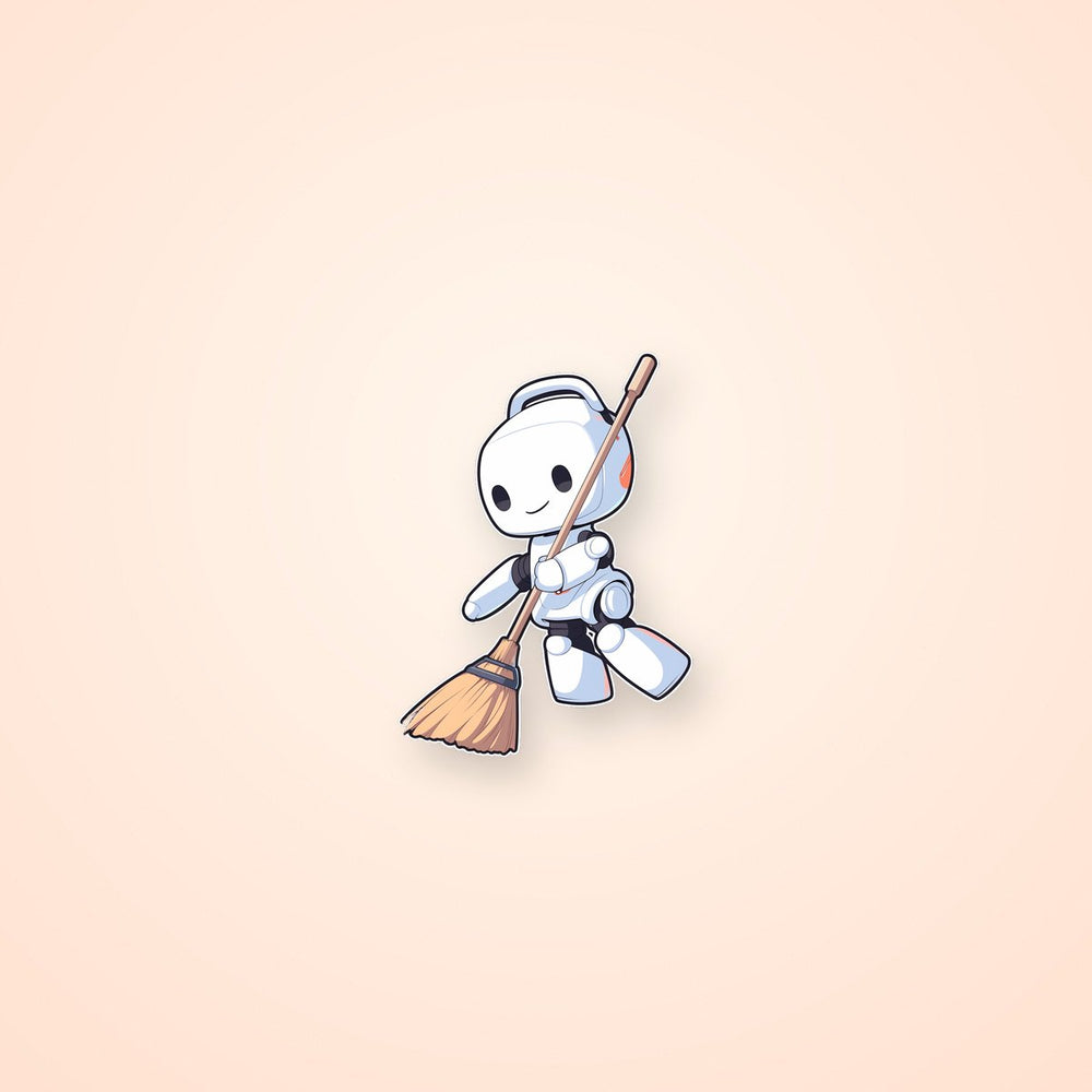 Robot Cleaner with Broom Sticker