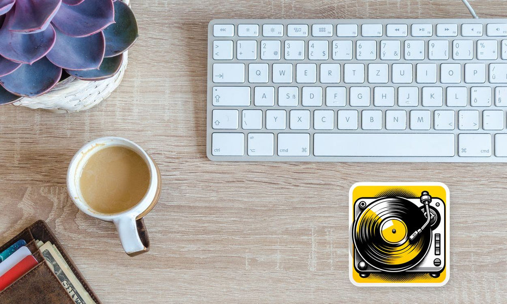 Vinyl Turntable Yellow Record Sticker