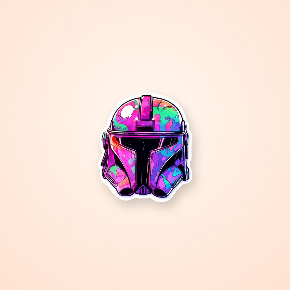 Colorful Mandalorian Helmet Sticker