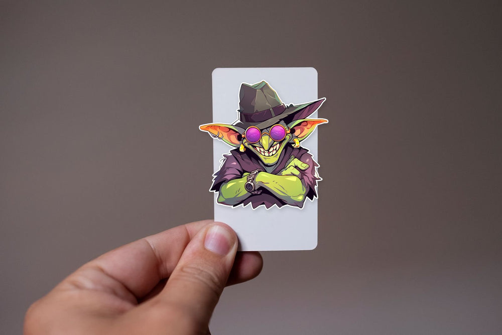 Stylish Green Goblin in Hat Sticker