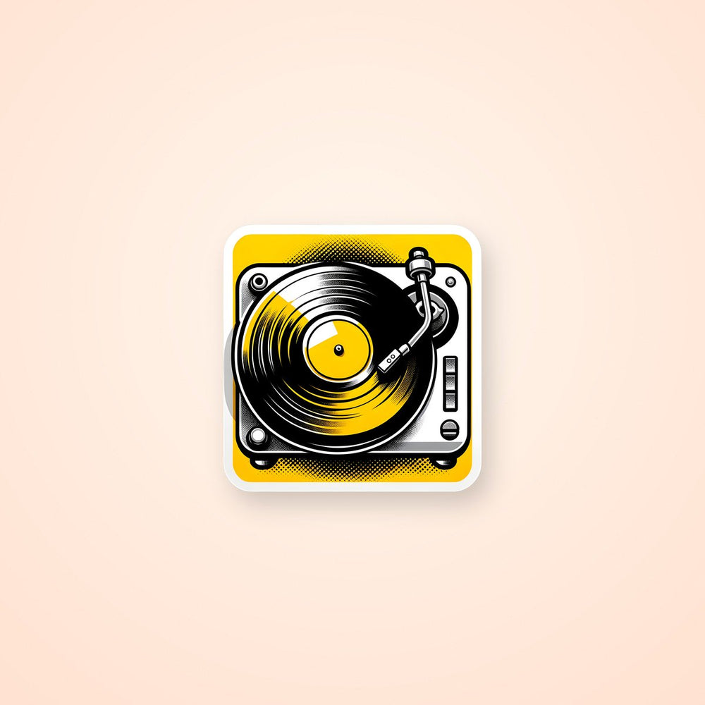Vinyl Turntable Yellow Record Sticker