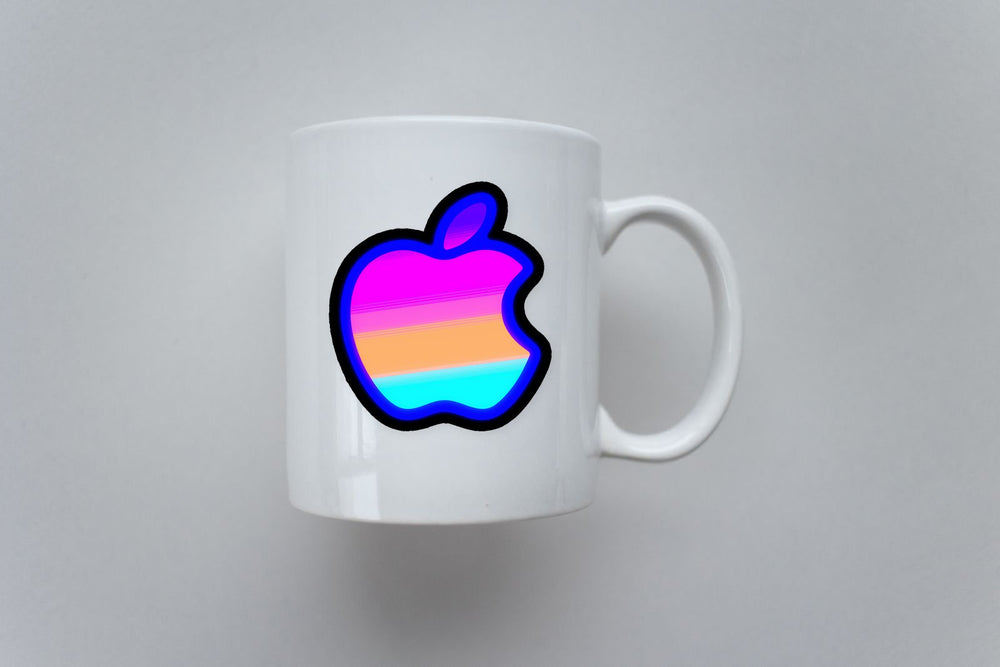 Neon Gradient Apple Logo Retro Sticker