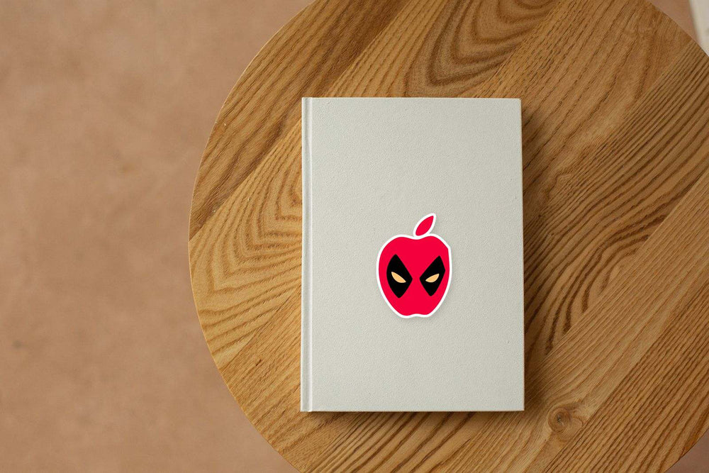 Deadpool Apple Logo Superhero Parody Sticker