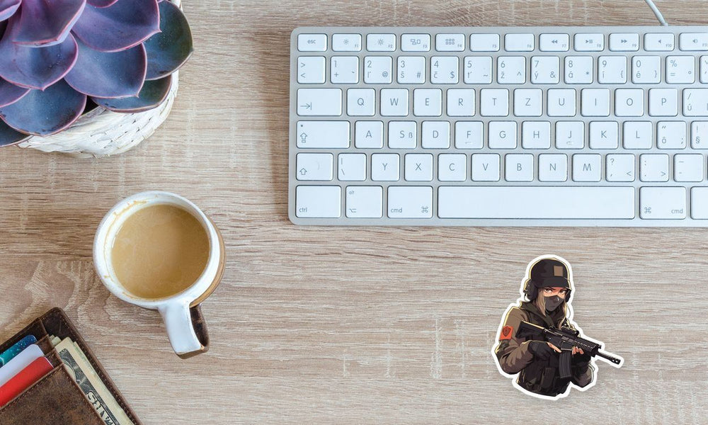 Army Girl with Guns Sticker