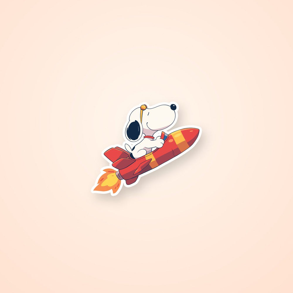 Snoopy Riding Rocket Sticker